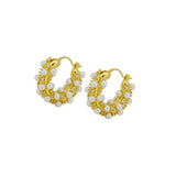 Adalee Hoops - Gold + Pearl